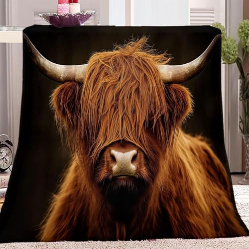 Kuscheldecketier Kuh Nahaufnahme 150 X 200 cm Flauschig Weich Warme Bequeme Schwarz Braunes Tagesdecke Sofa Bett Picknickdecke Wohnzimmer Schlafzimmer Sofadecke