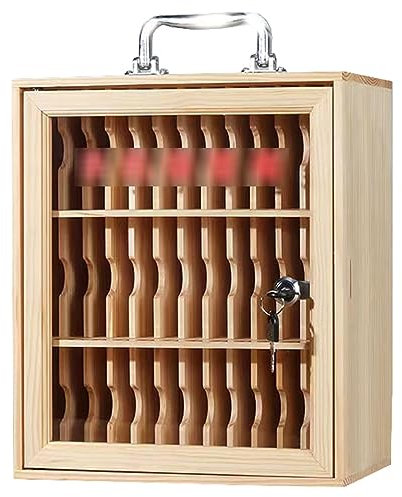 36 Bits Handy-Sicherheitsbox mit Schloss und transparenter Tür Holz Handy Spind Tragbare Safe Deposit Box Sichere Aufbewahrung für Handys und Zubehör Ideal für Home Office und Reisen