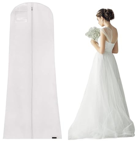 Kleidersack lang 180 cm, Anti-Staub Atmungsaktiver Hochzeitskleid Kleidersäcke, Faltbarer Brautkleidhülle Kleidersack, Kleidersack Brautkleid für Brautkleider Abendkleider oder Lange Mäntel