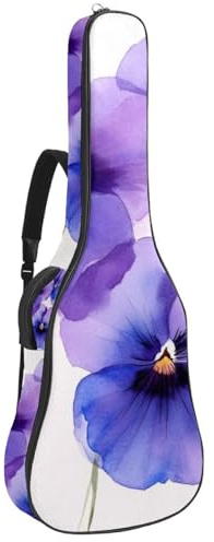 Gepolsterte Gitarrentasche, schützende Akustikgitarre, Gigbag für E-Bass, Konzertgitarre, Aquarell-Violette Blumen, Mehrfarbig 04, 42.9x16.9x4.7 in, Lässiger Tagesrucksack