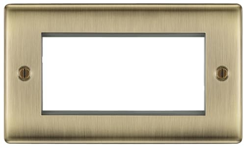 BG Nexus Antique Brass Double 4 Gang Euro Module Front Plate 4 Module NABEMR4