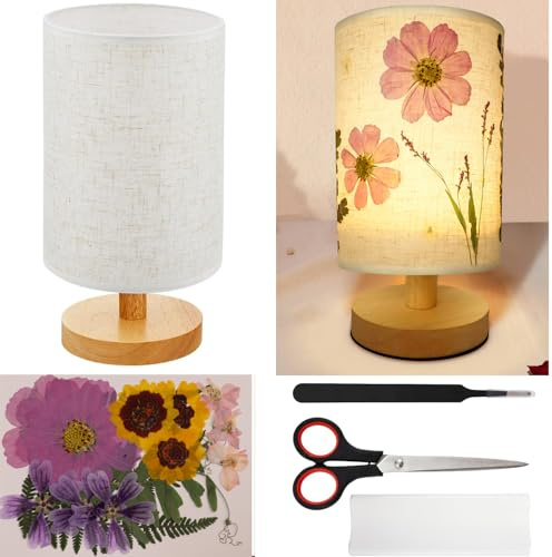 himmel Gepresste Blumen Lampe Nachttisch Vintage Blume Schreibtisch Lampe für Schlafzimmer Wohnzimmer, Schlafsaal, Haus, Büro Dekor(1 Pcs, DIY Stil) (DIY Style)