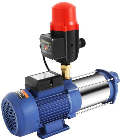 230V 2500W Kreiselpumpe Zentrifugalpumpe aus Edelstahl, 2850 U/min Gartenpumpe Selbstansaugend Hauswasserwerk Druckerhöhungspumpe, Wasserpumpe Mit Druckschalter