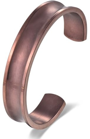 BIYONGDE Vintage Stainless Steel Cuff Bracelet with Antique Brushed Finish, Rose Gold Color Open Design Bangle Bracelet, Minimalist and Cool Style