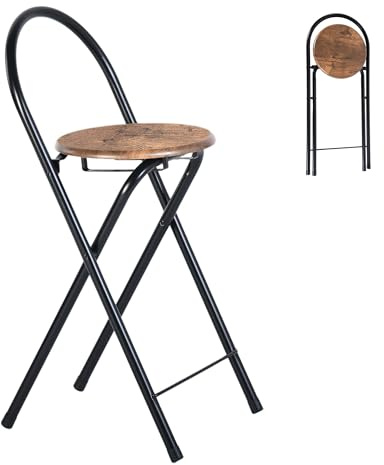 Tabouret Haut de Bar Pliant 1 Pièce/Assise Marron/Hauteur D'Assise 55CM