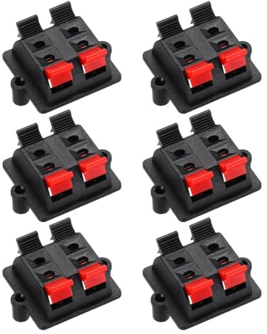 QUARKZMAN 6 STK 4-Wege Feder Lautsprecher Klemmen Terminal Clip Schwarz Rot | Push Release Verbinder Audio Kabel Terminals Streifenblock WP4-03
