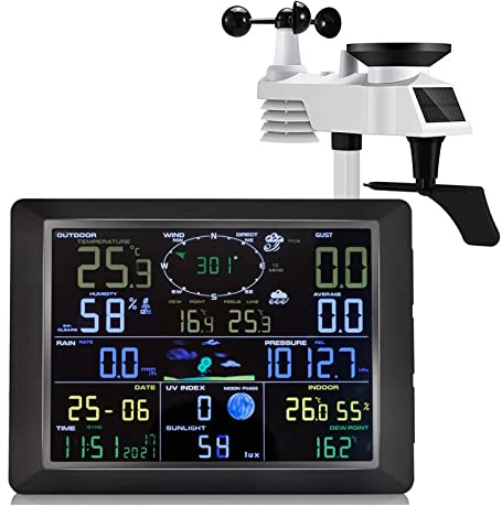 Professional WiFi Weather Station with Outdoor Sensor, Remote Monitoring, Accurate Temperature & Humidity, Smart Weather Forecast, Wireless Internet Connectivity
