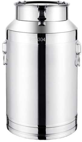 Hbbgdiy Milk Can 5 L Stainless Steel Bucket with Lid Secure Buckle Lifting Ring Non Slip Dustproof Milk Jug Food Container for Dairy Farming Milking Storage and Liquid Transport
