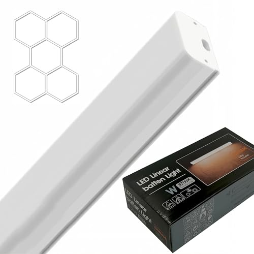 Pantalla Lineal LED, 120cm, 40W, 5200Lm, Regleta de Techo, Colgante/Superficie, Interconectable, Luminaria ideal para garajes, trasteros, parkings, tiendas o negocios (Luz fría 5700K, 120cm)
