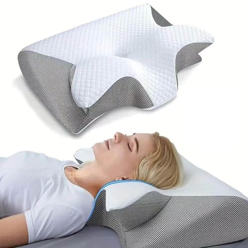 Pillowdaddy Pillow Daddy Das Nacken - Therapiekissen Ergonomisches Memory Foam Kissen - Nackenstützkissen für Seiten-, Rücken-, Bauchschläfer, Waschbar,Kissenkern + Innenfutter + Außenkissen (White)