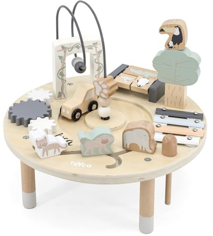 Mainely Personalisierbarer Holz-Aktivitätstisch – Motorikspiele & Lernaktivitäten – für Babys & Kleinkinder – mit Namen personalisiert - Tryco