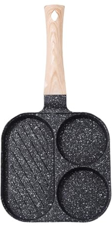 Jukeoiu Sartén para huevos | Sartén antiadherente para panqueques, utensilios de cocina de 3 secciones, suministros de cocina para estufa eléctrica de inducción, restaurante, cocina en casa, sándwich
