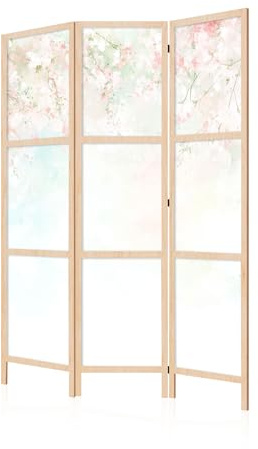 LUMASOUL Separe Shoji skiljevägg inomhus enkelsidig - inomhusskärm i japansk stil - Rumsavdelare 3 paneler - inomhusavdelare blommönster - 135 x 172 cm
