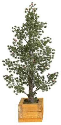 Fictory Albero di Natale artificiale con sfera di cipresso con base in legno, decorazione festiva da tavolo per casa e vetrina, 50 cm