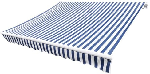 Gecheer Tendone Parasole, Ombreggiatura Perfetta per Relax in Giardino, Telone in Tela Blu e Bianco 450x300 cm, Tessuto Poliestere UV Resistente con Mantovana, per Terrazzo, Patio e Spazi Esterni