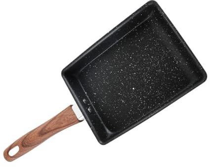FOMIYES Sartén Cuadrada Japonesa Antiadherente Mini, Sartén Tamagoyaki de Hierro Mango Ergonómico Imitación Madera, para Freír Huevos y Tortillas, Utensilio Cocina Doméstica, 1 Unidad
