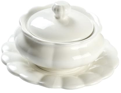 Zuppiera in ceramica con coperchio, ciotola da portata rotonda per casa e ristorante, servizio decorativo da cucina