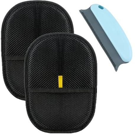 Kyndara 3pcs Tierhaarentferner Set,Tierhaarentferner Handschuh, Handschuh & Reinigungskamm
