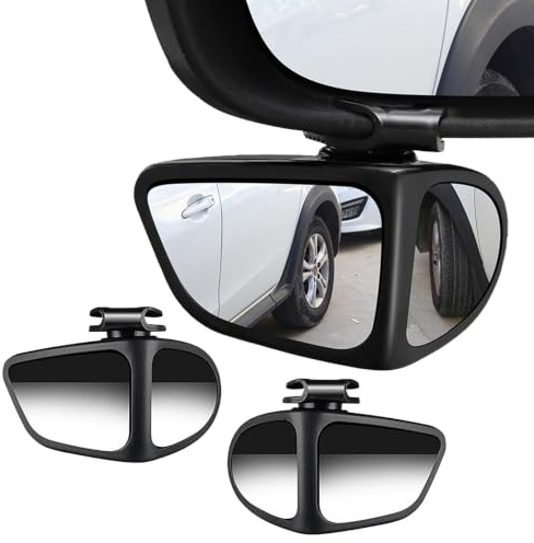 Toter Winkel Spiegel Auto(2stk), 360° Blind Spot Wide-Angle Rearview Mirror, High-Definition Mirror Surface, Secure and Stable; Dual-View Coverage for Front and Rear Wheels，Schwarz