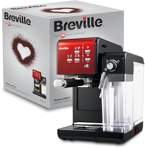 Breville Prima Latte II Espresso | Latte- und Cappuccino-Maschine | 15-bar-Profipumpe und Milchaufschäumer | Rot [VCF109X]