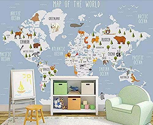 Wallpaper 3D Cartoon World Map Wallpaper Non-Woven Wall Decoration Wallpaper Grey Wall Sticker Border self Adhesive Brick Bathroom Silver Bedroom Borders Glitter Kitchen Steamer Rose gold-350cm×256cm