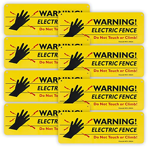 Warnschild für Elektrozaun, 25,4 x 8,9 cm, Kunststoff, 8 Stück