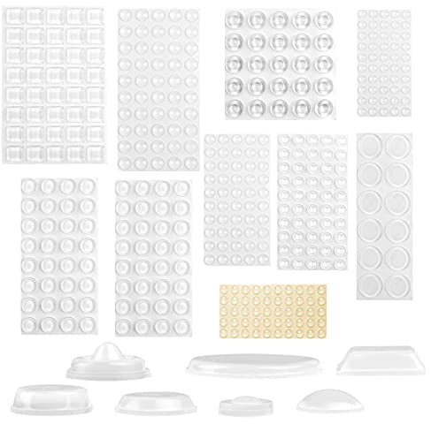 Vicloon Transparent Gummipuffer, 389 Stück Transparent Schutzpuffer mit 9 Größen und Stile, Türpuffer, Elastikpuffer, Anschlagpuffer, Möbel Stoßstangen für Türen Schränke Schubladen