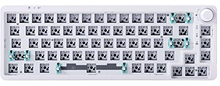 GK GAMAKAY LK67 65% RGB Modular DIY Mechanical Keyboard, 67 Keys Hot Swappable 3pin/5pin Switch, Programmable Bluetooth 5.0/USB-C Wired/2.4GHz Wireless Customized Keyboard Kit (White)
