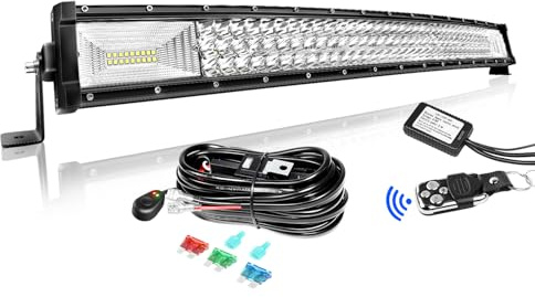 Willpower Barra LED Fuoristrada Curvo 81cm 405W 12V 24V Luci per Auto 4x4 | Fendinebbia Luci di Lavoro Con 12V Cablaggio, 6000K Bianco, Impermeabile IP67, per Barca Trattore Camion Quad Offroad