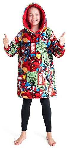 Marvel Spiderman Plaid Capuche Enfant Ado, Couverture Polaire Portable Avengers Hulk Hoodie Oversize, Cadeau Garcon (Multi Marvel)