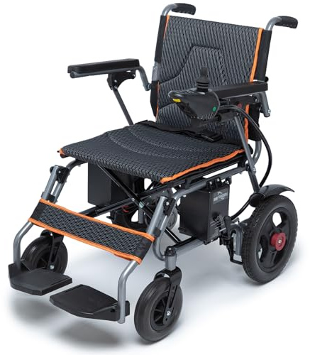 Electric Wheelchairs for Adults Lightweight Foldable, Collapsible Power Motorized Wheelchair, One-Click Mute Function and SOS Alert Button, 10 mi Cruise Range, Airline Approved