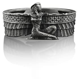 BySilverStone - Ägyptische Isis Handgefertigter Herrenring Aus Sterlingsilber, Silberschmuck Der Antiken Ägyptischen Göttin Isis, Ägyptischer Mythologiering, Minimalistischer Herrenring