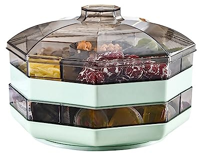 LICHENGTAI Plateau à Collation 10 Compartiments avec Couvercle, Plateau de Service Plat de Bonbons Bonbons Noix de Service Plateau Apéritif Assiette de Service Boîte Alimentaire Récipient Collation