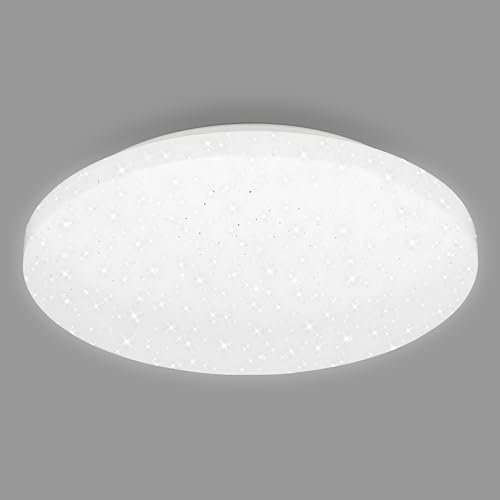 BRILONER - Plafonnier LED avec décor étoilé, plafonnier LED salle de bain IP44, décor ajouré, lumière blanche neutre, Ø275 mm, blanc