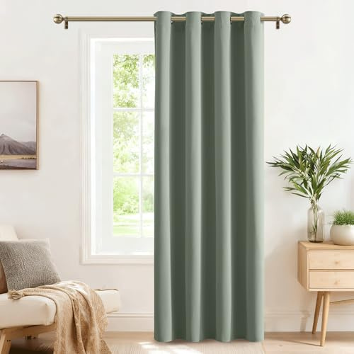 PONY DANCE Salvia grön mörkläggningsgardin 1 styck L 140 x H 240 cm Curtain vardagsrumsdörr med öglor termiska isolerande interiörgardiner