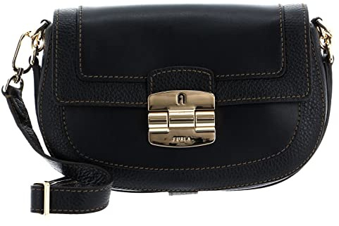 Furla Leder Umhängetasche Schultertasche Club 2 Crossbody Bag Nero schwarz