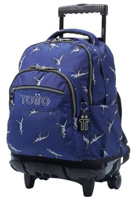TOTTO Schulrucksack mit Rollen T-Rex, Blau, Unisex, Erwachsene, Blau, 60 cm