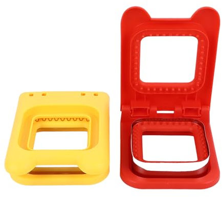 2 Pcs Square Sandwich Cutter Set, Red and Yellow Square Sandwich Cutter Stainless Steels Sandwich Cutters Set, Sandwich Cutting Mold Sandwich Pocket Bread Mold for Lunchbox and Bento Box