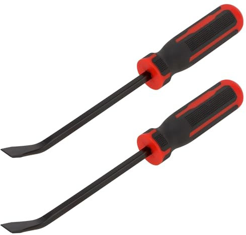 UNGFEI Lot de 2 pieds-biche à burin, 300 mm, petit outil de pied-de-biche avec têtes d'impact en métal et poignée souple en plastique, barres de levier robustes pour pneus de voiture, camion, moto