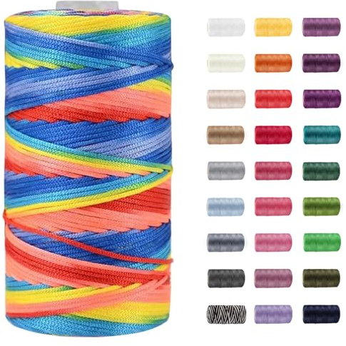 CAMAL Polypropylene Garn 1,5mm x 200m Häkelgarn für Taschen Makramee Garn für Handtasche Häkeln Polypropylene Yarn für Handwerk Wohndekorationen, Platzteller, Umhängetasche (Regenbogen)