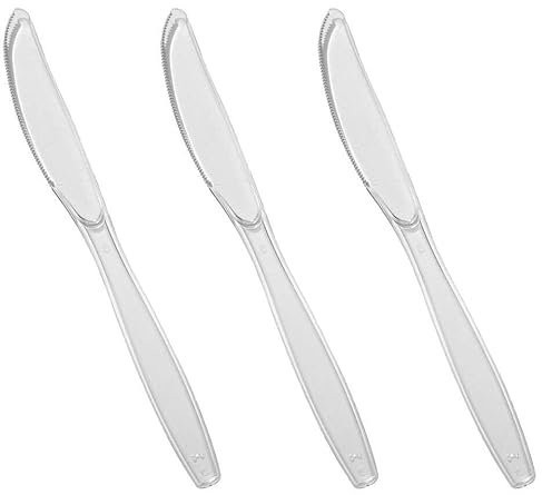 Tithe Plastic Cutlery Set Reusable Clear Knives 100pcs Perfect for Party Tableware Picnic Weddings Camping Birthday Parties by Tezraftaar