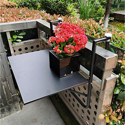 HYUFEIAO Klappbarer Arbeitstisch für den Außenbereich, Balkon-Hängetisch, Eisengestell, Freizeittisch, Schreibtisch, 60 x 40 cm, Schwarz (Farbe: Schwarz, Größe: 60 x 40 cm)