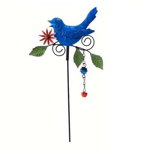NONDK 1 Pièce de Piquet de Jardin D'Oiseau en Métal Carillon à Vent D'Oiseau en Métal avec Cloche Décor Extérieur Décorations d'oiseaux de Jardin de Noël Carillon à Vent, Facile à Utiliser D