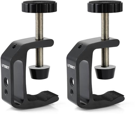 UTEBIT 2 pezzi Morsetto a C, in acciaio inox C con filettatura da 1/4 e 3/8, morsetto a vite regolabile 0-45 mm, morsetti da tavolo per edifici, montaggio a casa, lavorazione del legno fai da te