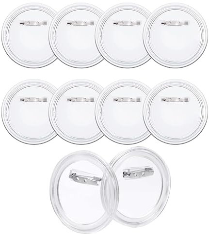 12 Pcs Buttons Selber Machen Ohne Buttonmaschine,Buttons Anstecker,Button Pins,Transparente Diy Ansteckbuttons Set 75mm Mit Sicherheitsnadel,Acryl Abzeichen Button Für Bild, Foto, Kleidung, Schule