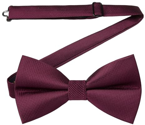 HISDERN Pajarita Borgoña Hombre Elegante Pajaritas Preatada Ajustable Corbatín de Color Sólido para Fiesta Bodas