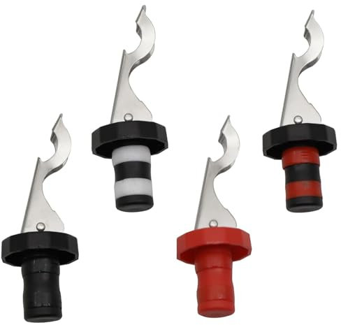 4PCS Lever-Arm Wine Bottle Stoppers Reusable Leak Proof Champagne Stopper Lever Arm Wine Stoppers with Rubber Stainless Steel Wine Bottles Lid Vacuum Plug for Beverage Prosecco Beer Spirits Collection