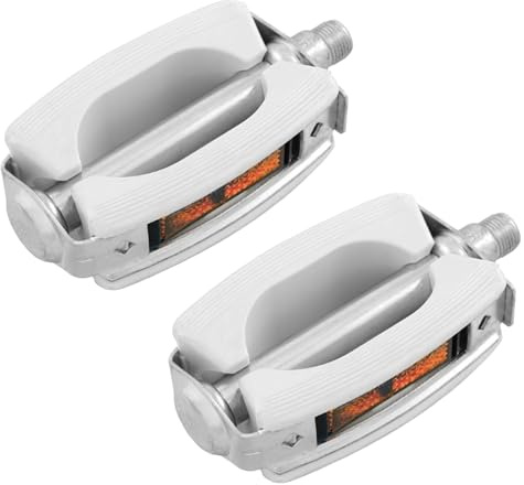 Pédales pour vélo classique rétro vintage avec bloc en caoutchouc et roulements Blanc 513445bl