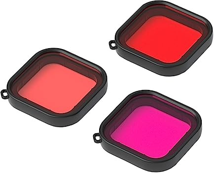 DOITOOL 3pcs Underwater Camera Diving Filter and Lens Cover Set Compatible with Action Camera Black Waterproof Case for Snorkeling and Action Sports Photography Random Color