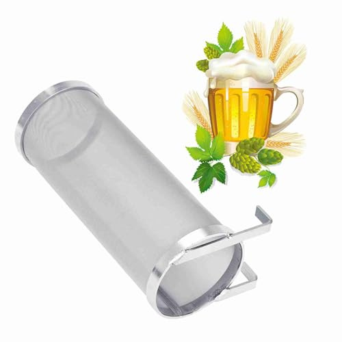 Segutage Filtre à Bière 300 Micron Maille avec Crochet (Argent, 10 * 25.5cm) | Accessoire Brassage Maison pour Filtrer Les Brasseries Maison Vin Les Fûts